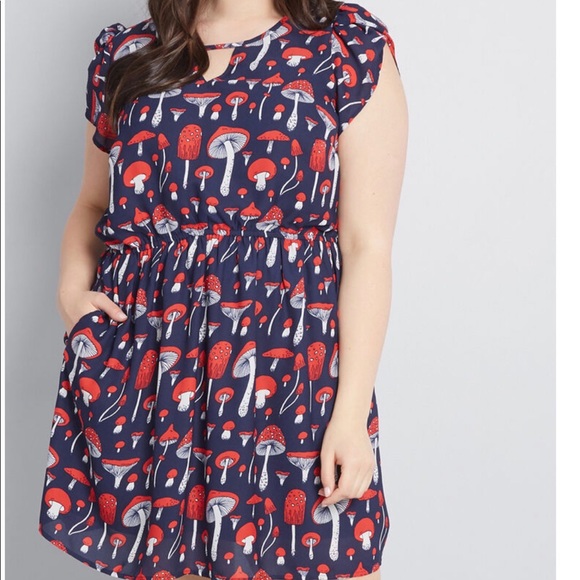 Modcloth Dresses & Skirts - Mushroom Print Dress in 1x